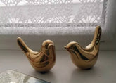 2 pcs set ( 1 small + 1 big ) Golden Ceramic Birds